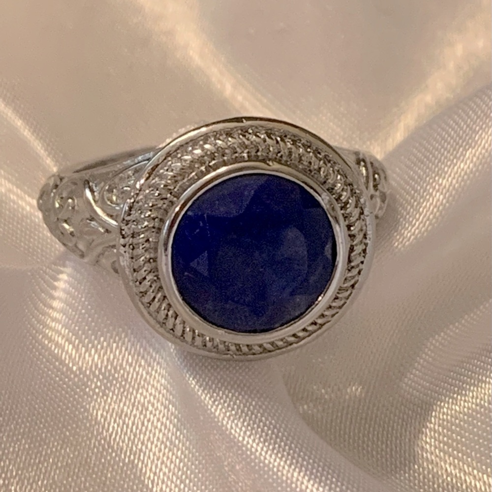 Lapis Lazuli Gemstone Ring Set In 925 Sterling Silver Beautiful Bali Design